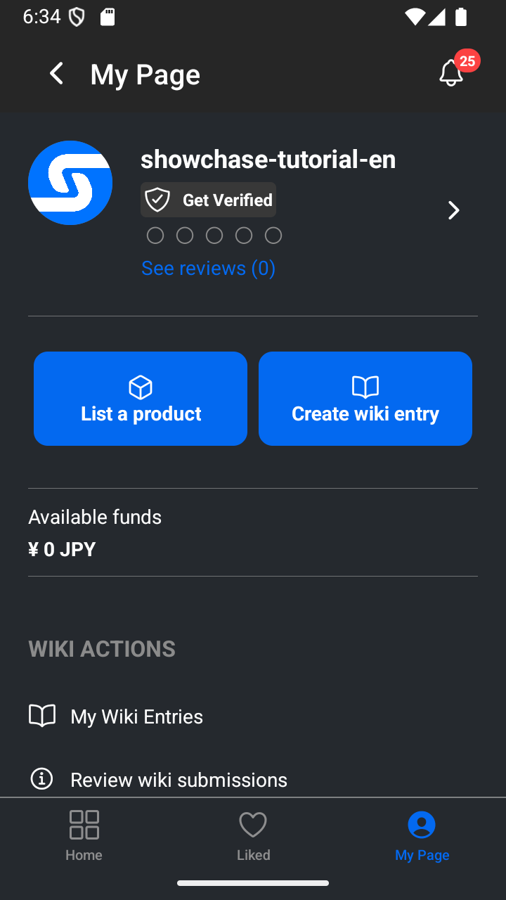 The Available funds card at the top of My Page.