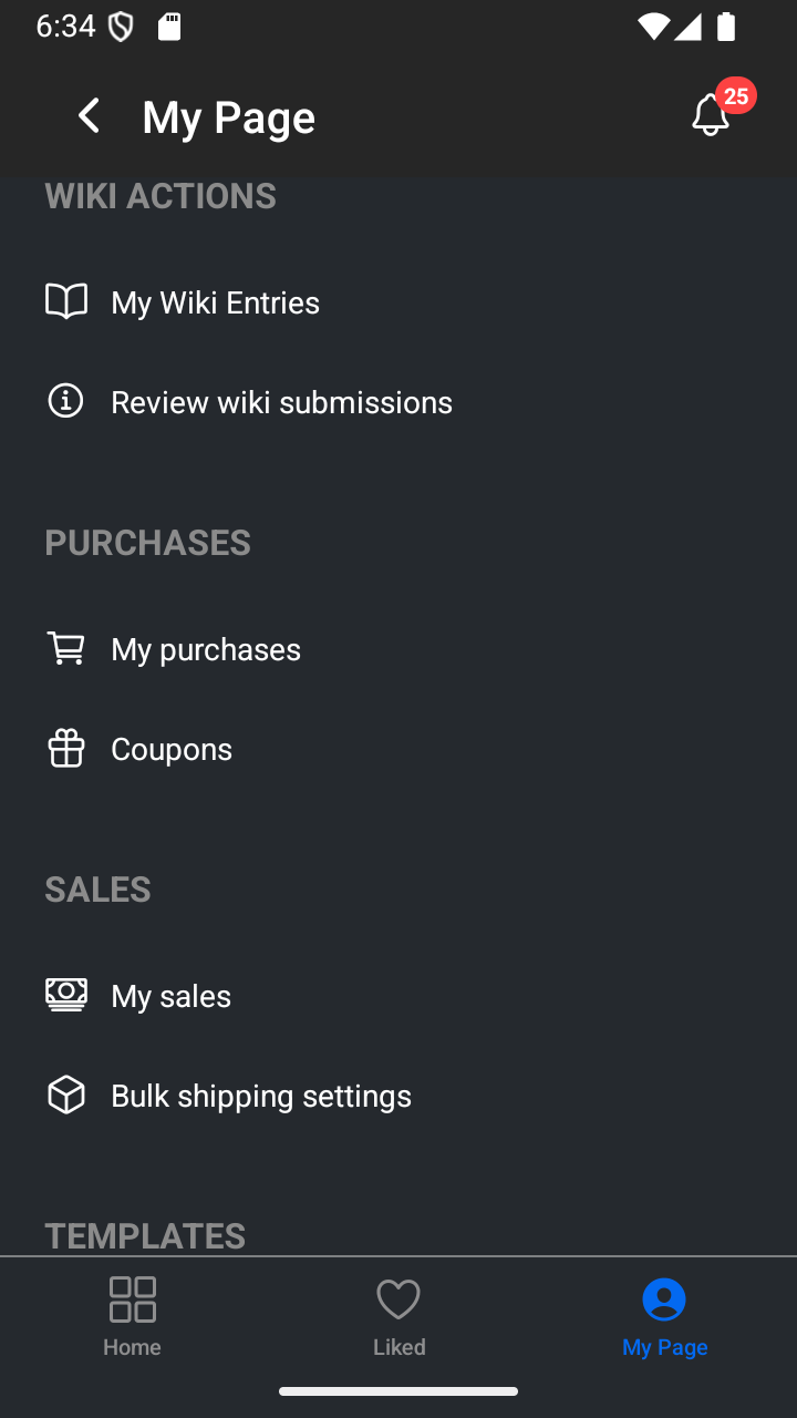 The Coupons option in the Purchases section of My Page.