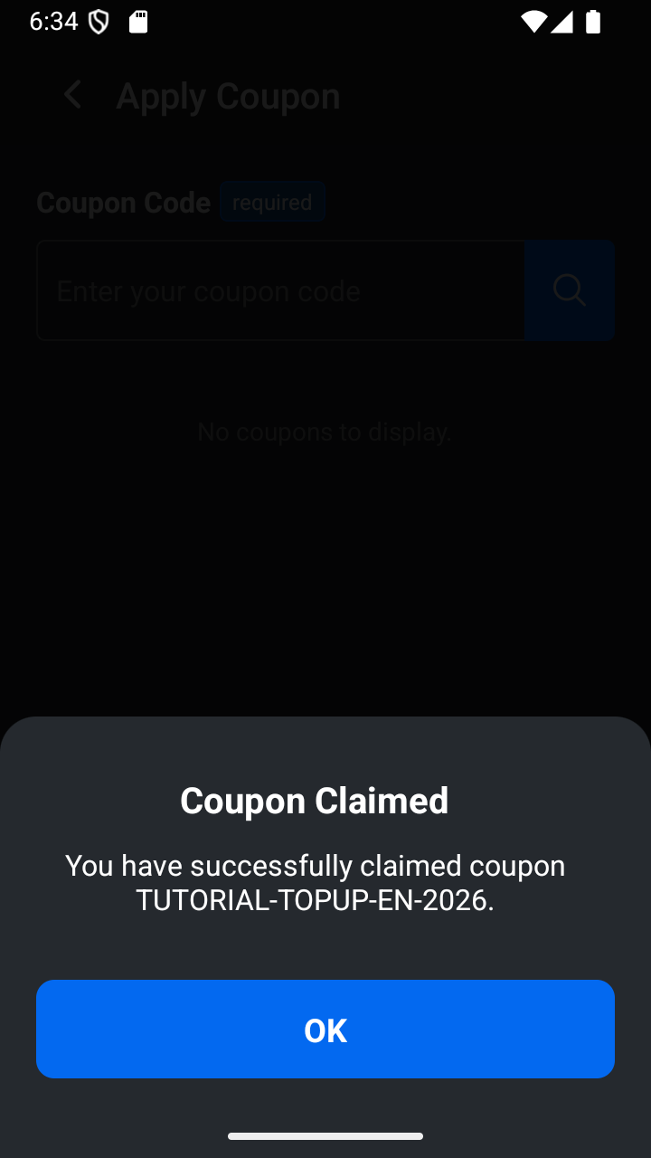 The coupon claimed confirmation.