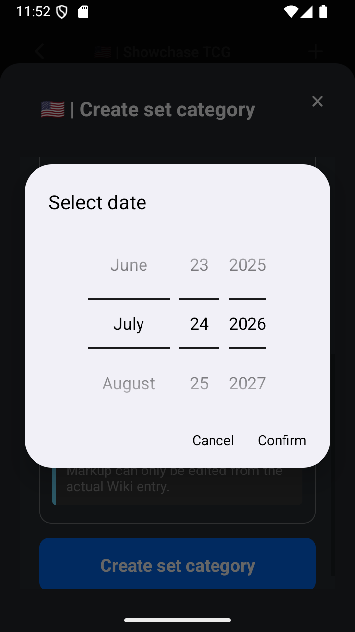 The release date picker.